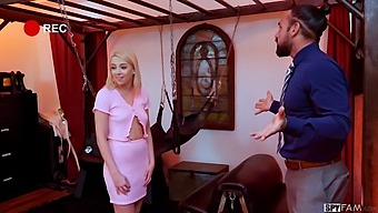 Blonde Stepdaughter Surprises Lucky Stepdad With A Kinky Sex Session