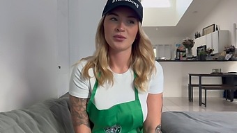 Steamy Barista Gives In To Her Desires And Has Sex With A Regular Customer.